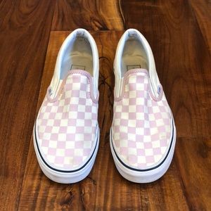 Pink checkered slip-on vans women’s size 9